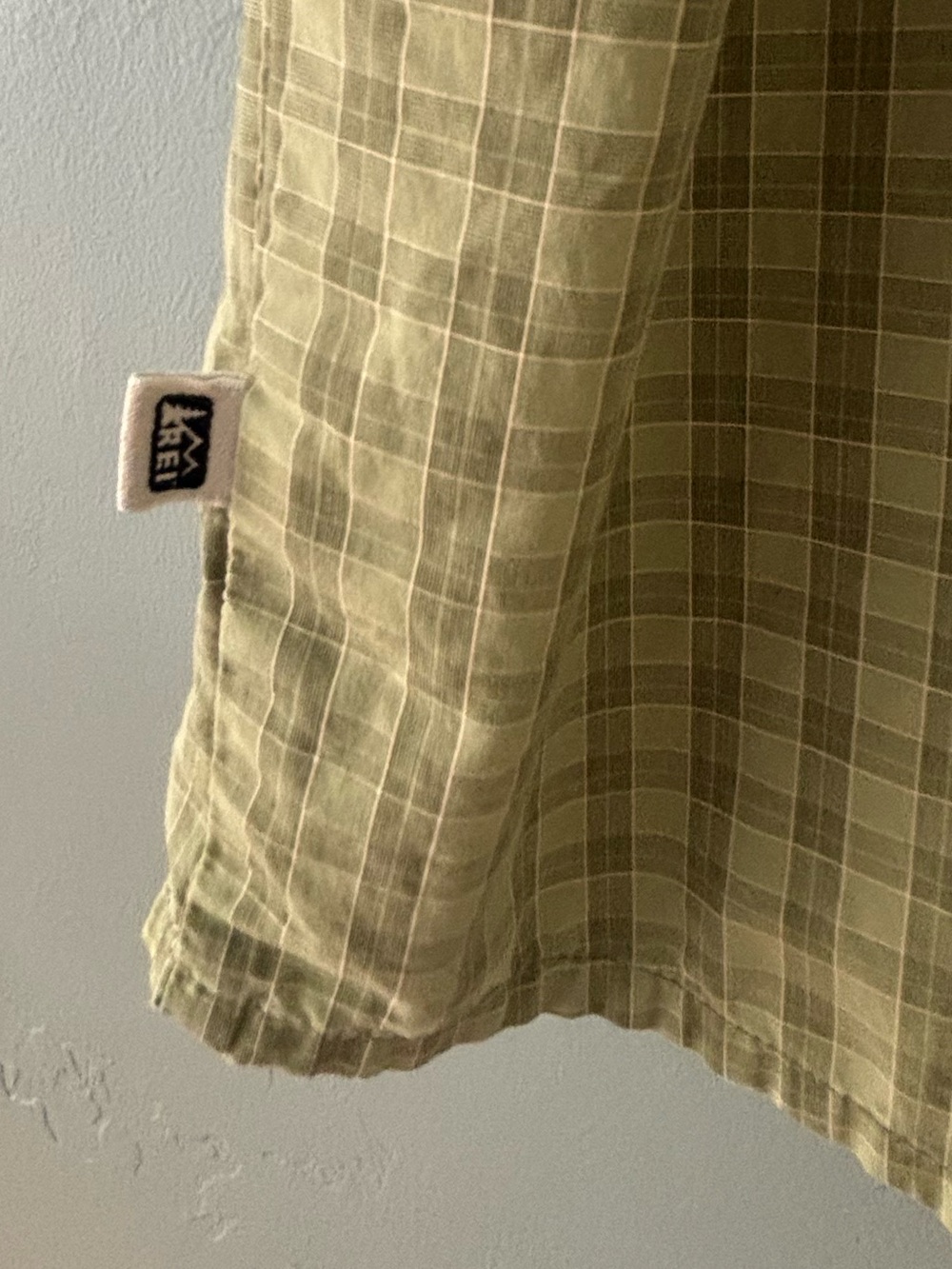 REI Short-Sleeve Button-Down Plaid Shirt in Light Olive - Picture 4 of 5